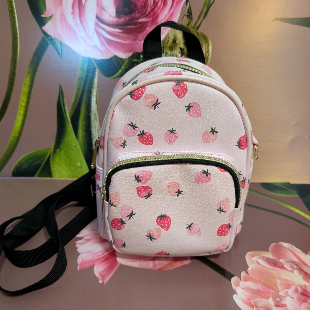 Claire's Pink Strawberry Print Backpack